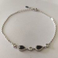 Black Teardrop Silver Bracelet 